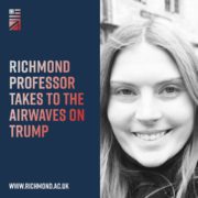 A professor from the University of Richmond is using the airwaves to discuss President Trump's policies. Full Text: RICHMOND PROFESSOR TAKES TO THE AIRWAVES ON TRUMP WWW.RICHMOND.AC.UK